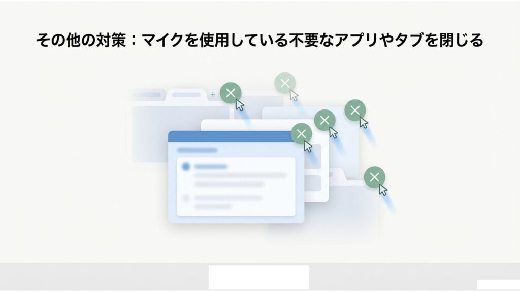 その他の対策:マイクを使用している不要なアプリやタブを閉じる