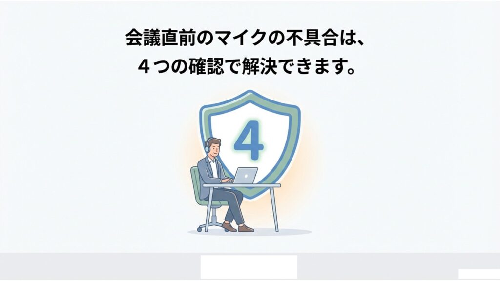 会議直前のマイクの不具合は、4つの確認で解決できます。
