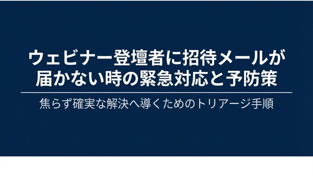 ウェビナー登壇者に招待メールが届かない時の緊急対応と予防策