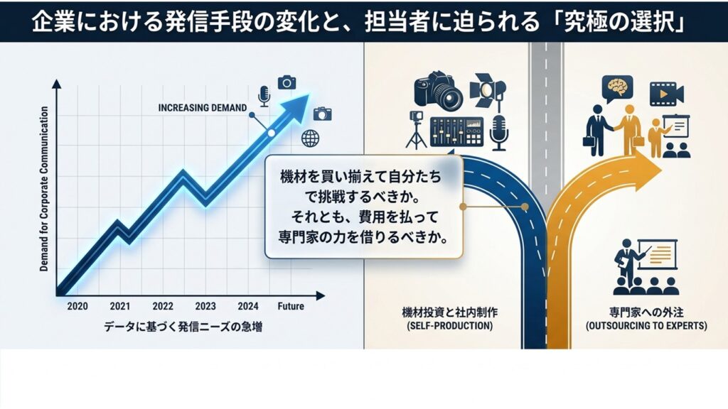 企業におけるデータに基づく発信ニーズの急増と担当者の選択