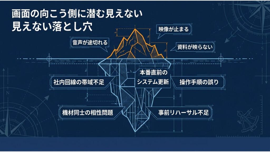 画面の向こう側に潜む見えない落とし穴（音声途切れ、映像フリーズ、回線の帯域不足など）