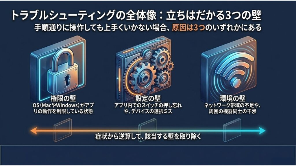 Teamsの共有トラブルの原因となる「権限の壁」「設定の壁」「環境の壁」の全体像