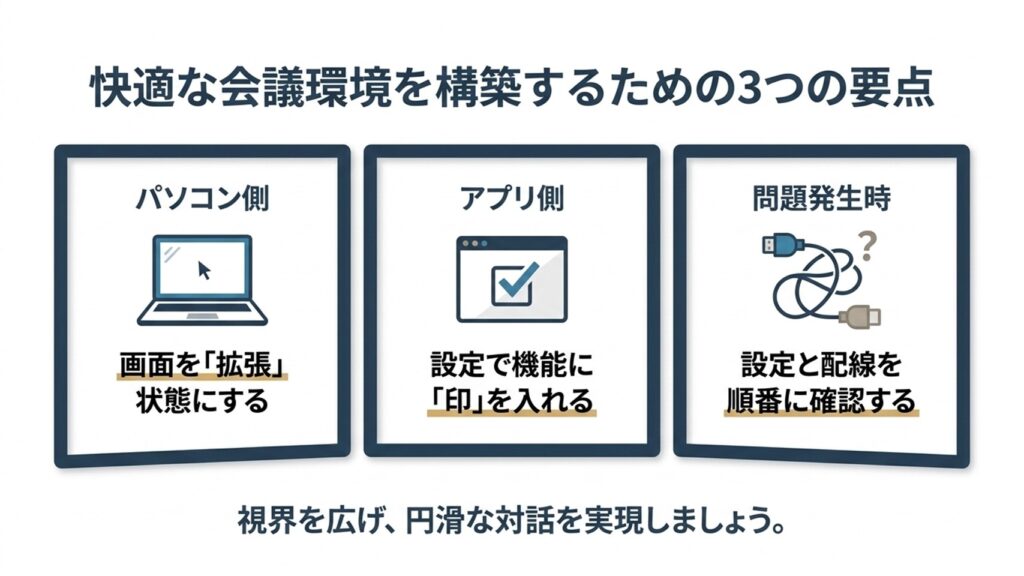 パソコン側、アプリ側、問題発生時の3つの確認ポイントまとめ
